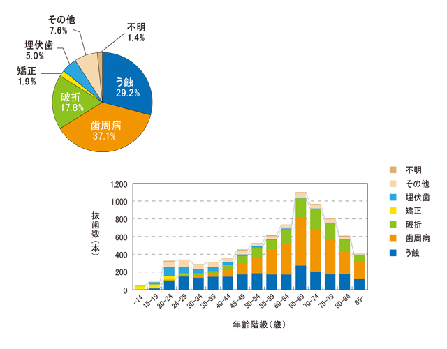 抜歯本数と歯の年齢